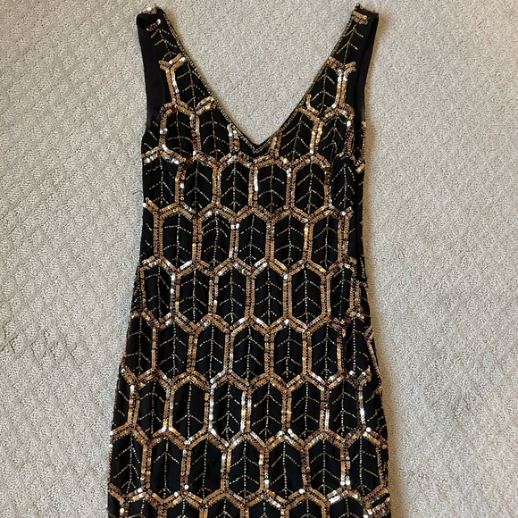 Sequin Black Mini Dress - Picture 2 of 4